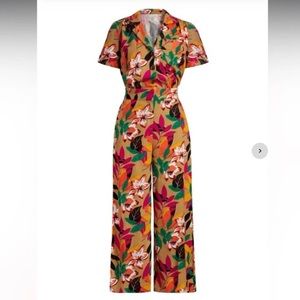 Floral Print, Wide Leg Jumpsuit - Large